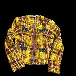 NWT-RAMY BROOK Blakely Tweed Jacket In Marigold Tweed MSRP $1095.00